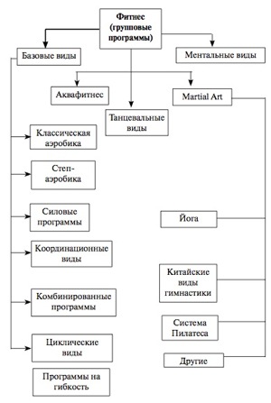 Структура фитнес клуба можно представить в виде схемы