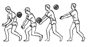 Верхняя передача мяча двумя  руками — основной способ приема подачи и передачи на удар